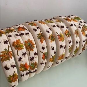 Hand-embroidered linen leaves & acorns headband